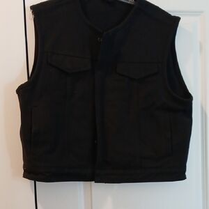 Motorcycle Men's Classic Black Canvas Vest